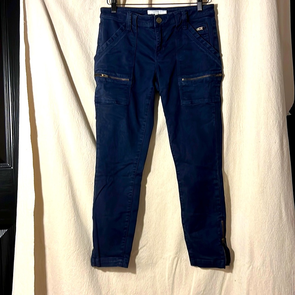 Joie Park navy twill skinny jeans.